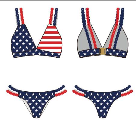 American Flag Print Bikini Set-71077
