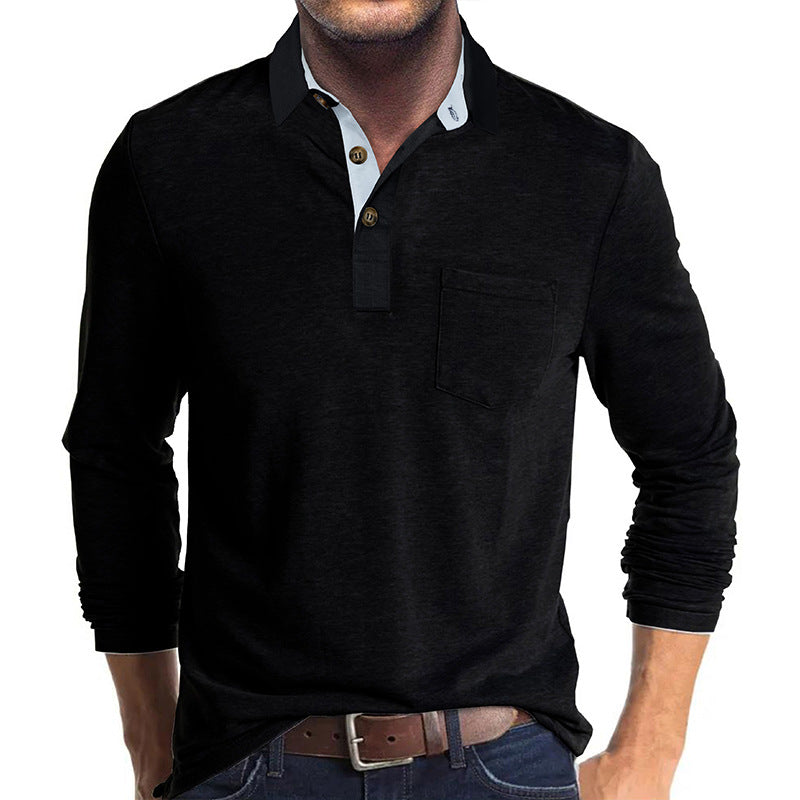 Attraco Men's Long Sleeve Polo Shirt Classic Collared Casual Layering Tops