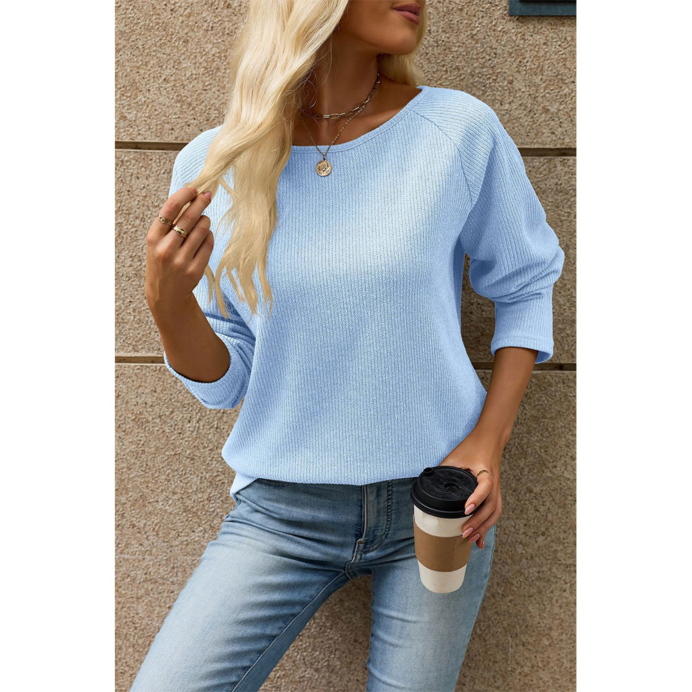 Attraco Women's Long Sleeve Crewneck Knit Top Casual Lightweight Sweater Pullover