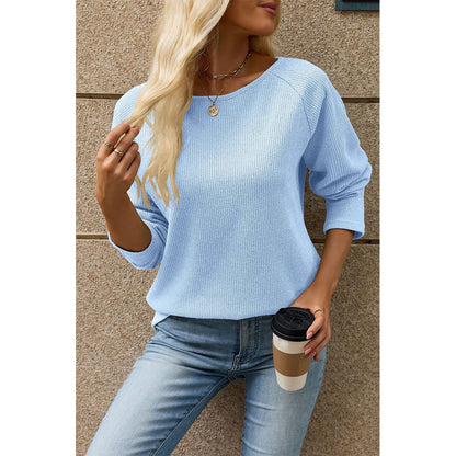 Attraco Women's Long Sleeve Crewneck Knit Top Casual Lightweight Sweater Pullover