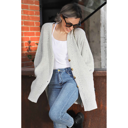 V For City Women's Button Down Cardigan Sweaters with Pockets Side Split Knit Long Sweater