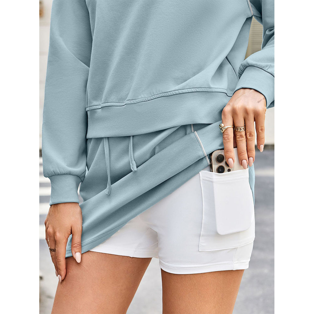 Attraco Women’s Two Piece Lounge Set with Relaxed Sweatshirt and Built In Shorts Mini Skort with Pocket
