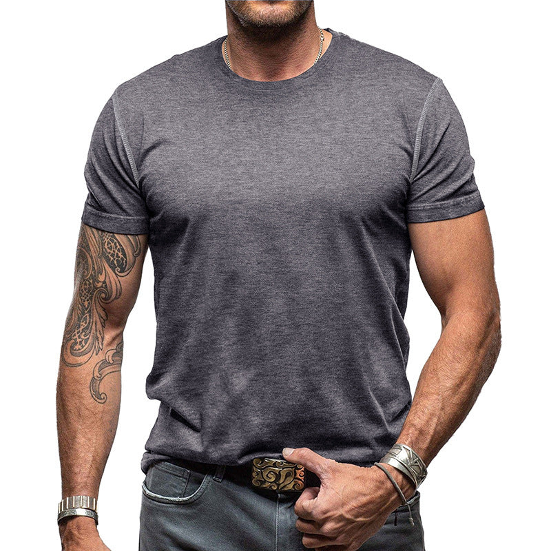 Attraco Men's Classic Crew Neck Solid Henley T-Shirt Tops Summer Shirts