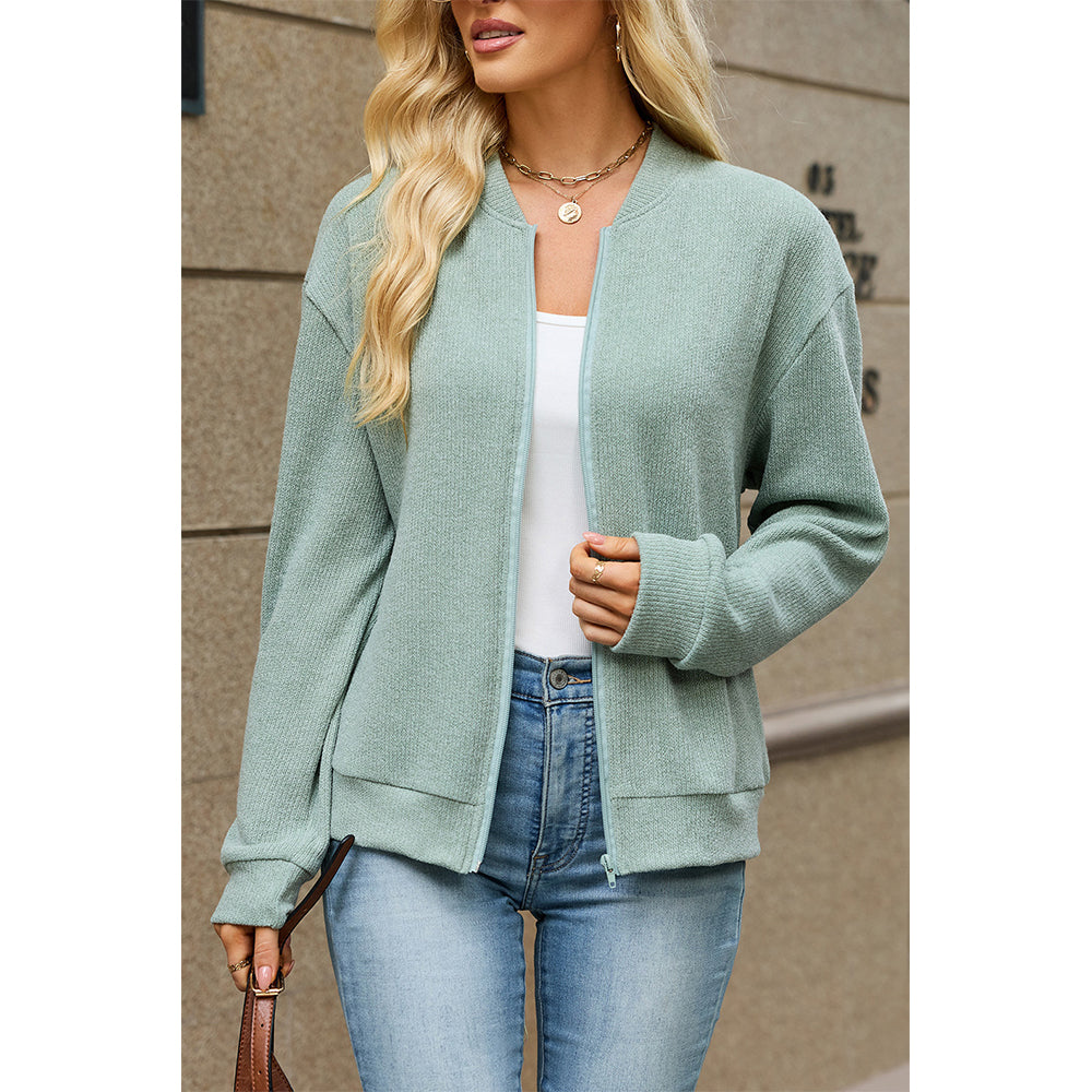 Attraco Women's Zip Up Sweatshirt Jacket Relaxed Fit Long Sleeve Casual Lightweight Bomber Jacket