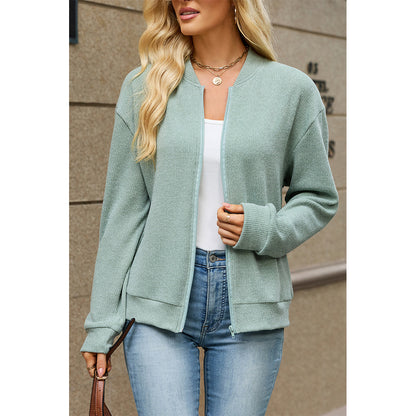 Attraco Women's Zip Up Sweatshirt Jacket Relaxed Fit Long Sleeve Casual Lightweight Bomber Jacket