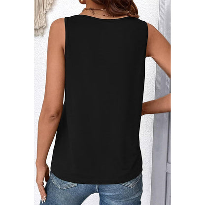 Attraco Women's V-Neck Sleeveless Tank Top with Ruched Bust and Curved Hem Summer Shirt