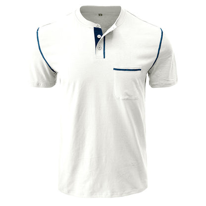 Attraco Men's Short Sleeve Henley Shirt with Chest Patch Pocket & Tailored Stitching Tops