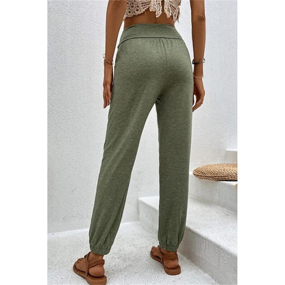 Attraco Women Cross Wrap High Waist Jogger Pants with Side Pockets Loungewear Trousers