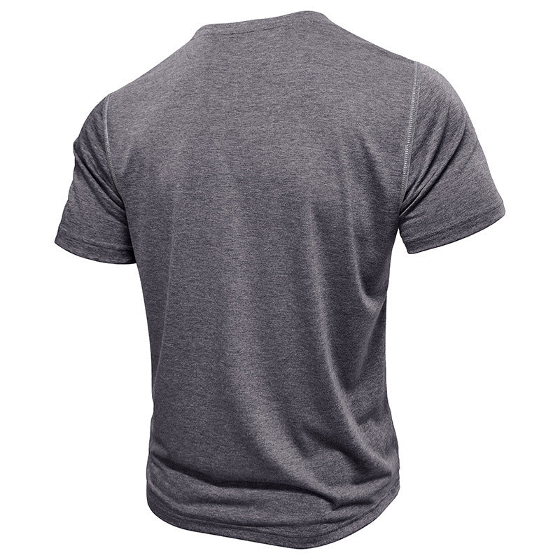 Attraco Men's Classic Crew Neck Solid Henley T-Shirt Tops Summer Shirts