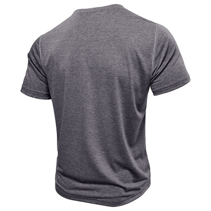 Attraco Men's Classic Crew Neck Solid Henley T-Shirt Tops Summer Shirts