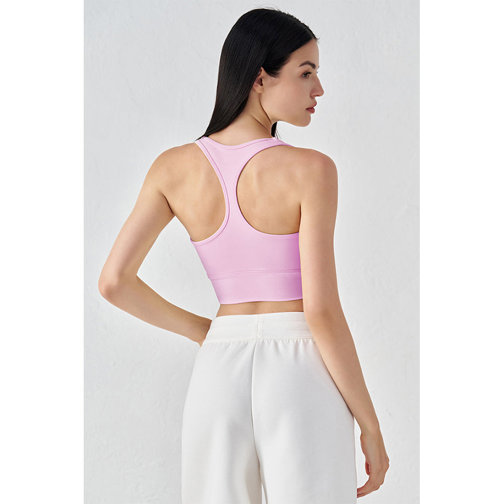 Attraco Women's Racerback U-Neck Cropped Sports Bra with Removable Pads and Supportive Underbust Band Yoga Tops