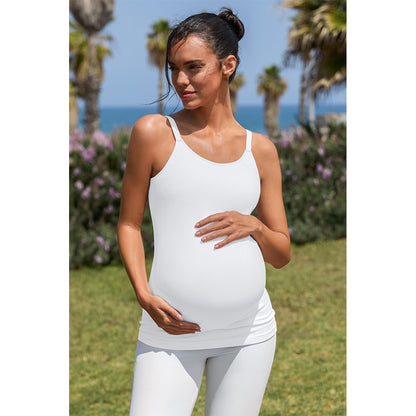 Attraco Women's Maternity Tank Tops with Built in Bra Ribbed Pregnancy Clothes Adjustable Straps