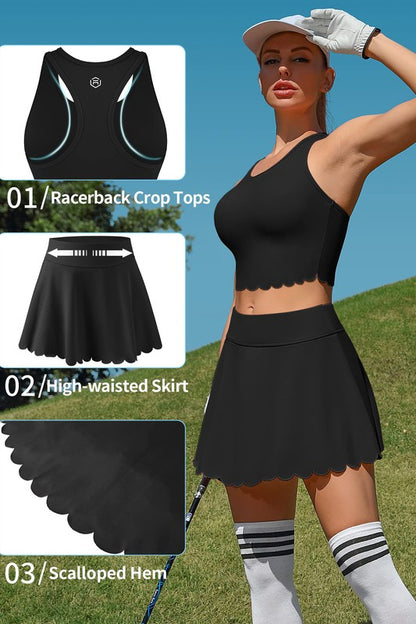 2 Piece Tennis Dresses Workout Dress with Shorts-2401