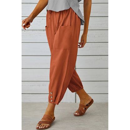 Attraco Women's Loose Fit High Waisted Cropped Wide Leg Pants