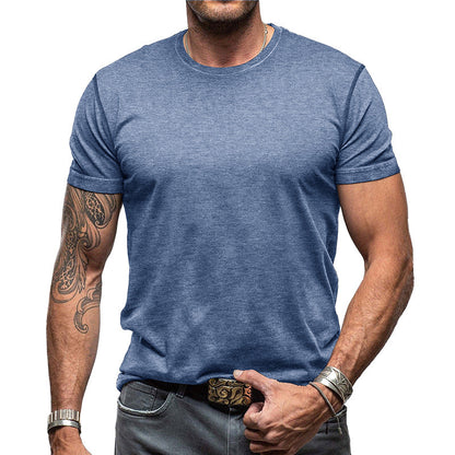 Attraco Men's Classic Crew Neck Solid Henley T-Shirt Tops Summer Shirts