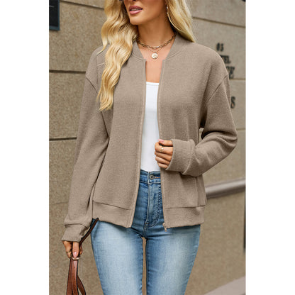 Attraco Women's Zip Up Sweatshirt Jacket Relaxed Fit Long Sleeve Casual Lightweight Bomber Jacket