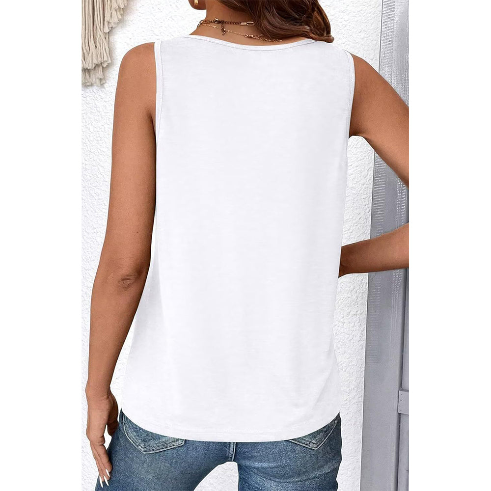 Attraco Women's V-Neck Sleeveless Tank Top with Ruched Bust and Curved Hem Summer Shirt