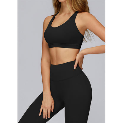 Attraco Women's U-Neck Crisscross Strappy Back Sports Bra with Removable Pads Yoga Bra Tops