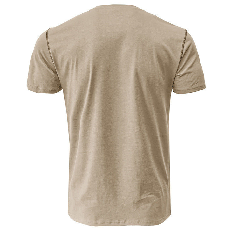 Attraco Men's Short Sleeve Henley Shirt with Chest Patch Pocket & Tailored Stitching Tops