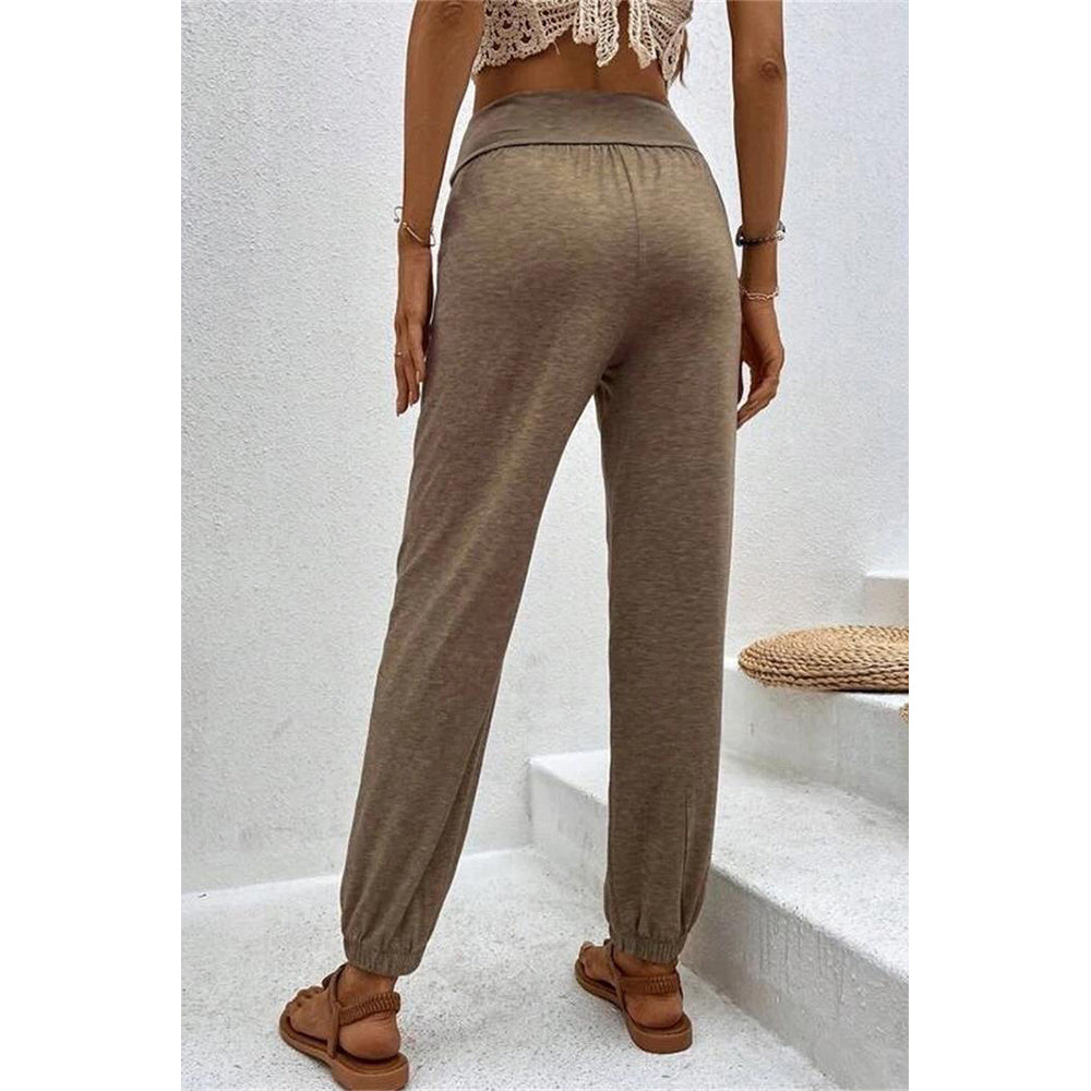 Attraco Women Cross Wrap High Waist Jogger Pants with Side Pockets Loungewear Trousers
