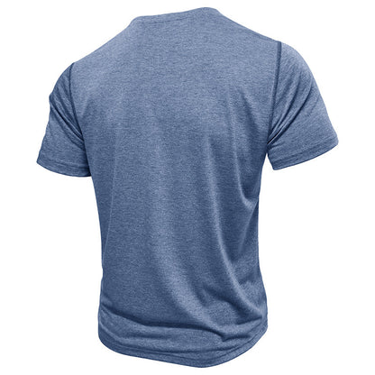 Attraco Men's Classic Crew Neck Solid Henley T-Shirt Tops Summer Shirts