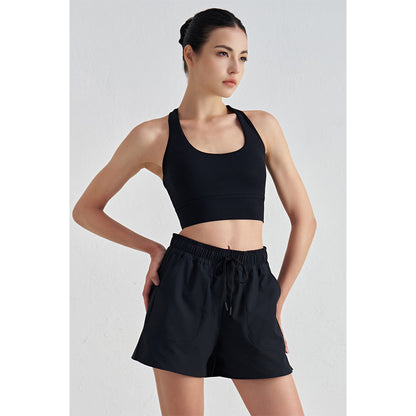 Attraco Women's Racerback U-Neck Cropped Sports Bra with Removable Pads and Supportive Underbust Band Yoga Tops