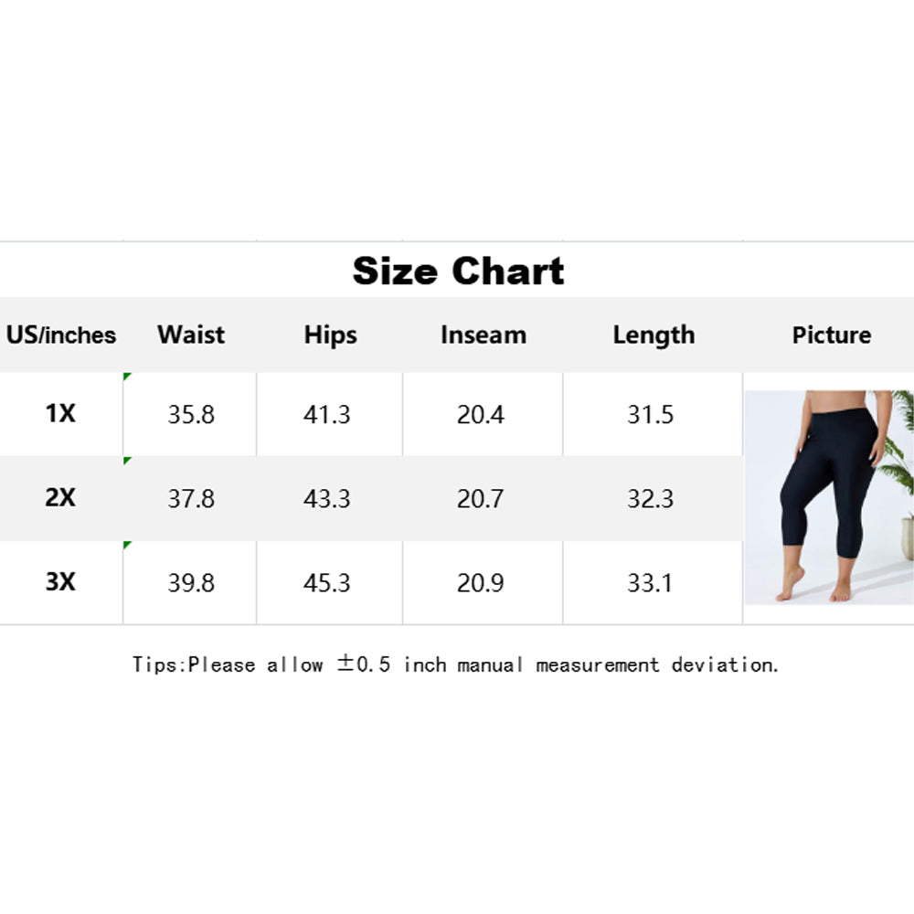 Charmo Women's Plus Size High Waisted Swim Pants Capri Swimming Leggings