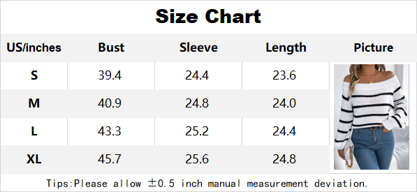 V For City Women's 2025 Autumn Winter Casual Striped Off-Shoulder Lantern Sleeve Pullover Sweater