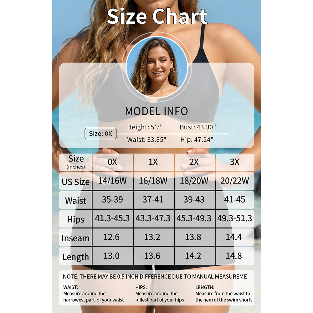 Charmo Women's Plus Size High Waist Smooth Boyshort Swim Bottoms Swim Shorts