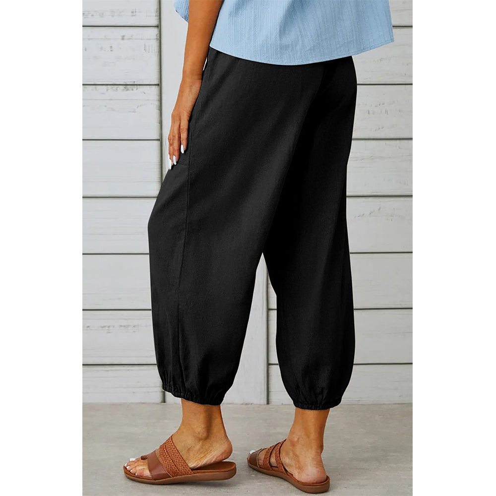 Attraco Women's Loose Fit High Waisted Cropped Wide Leg Pants