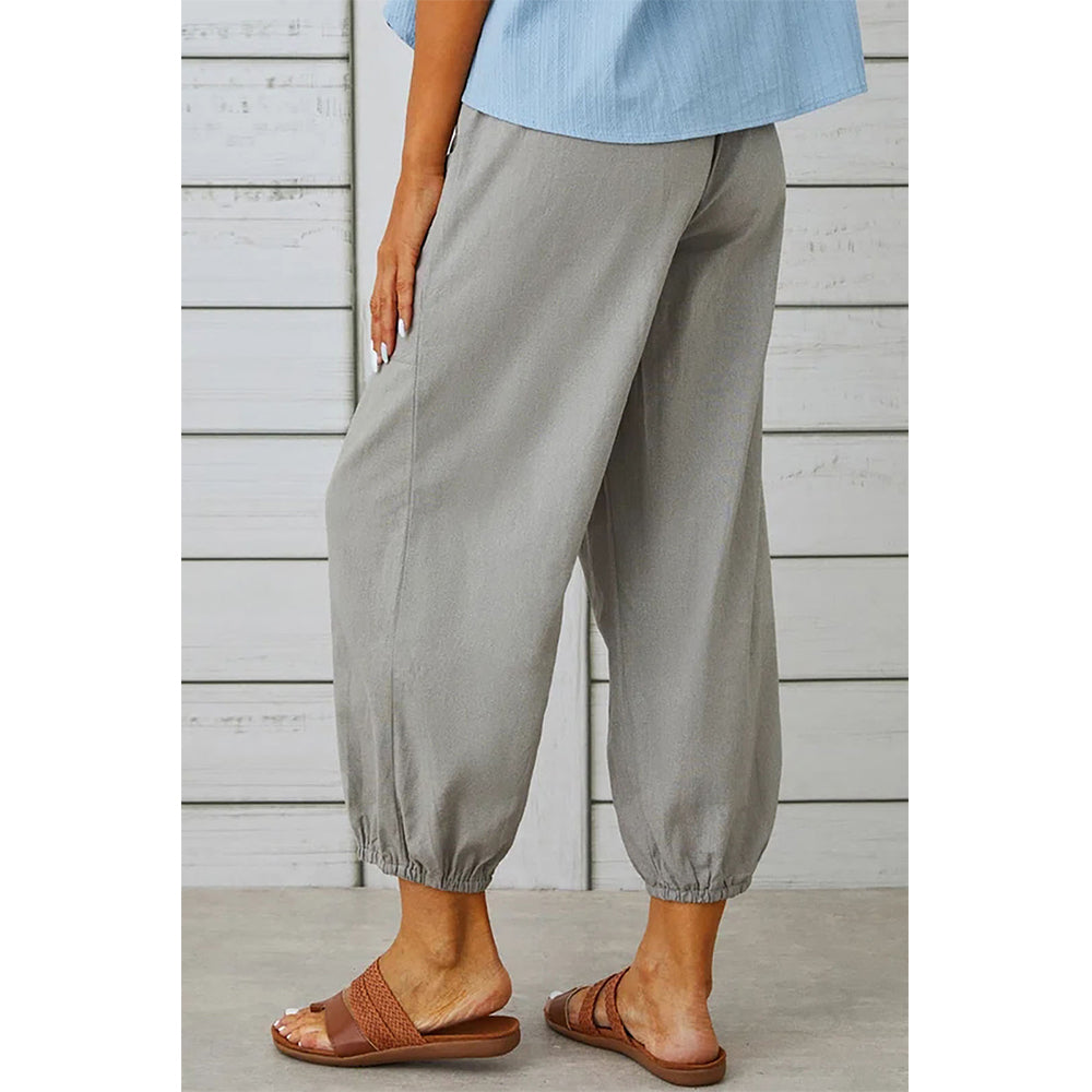Attraco Women's Loose Fit High Waisted Cropped Wide Leg Pants