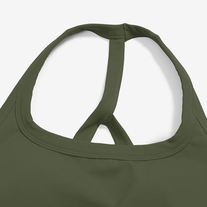 Attraco Women's Square Neck Halter T-Back Longline Sports Tank Top with Removable Pads Yoga Tops
