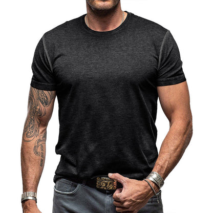 Attraco Men's Classic Crew Neck Solid Henley T-Shirt Tops Summer Shirts