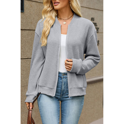 Attraco Women's Zip Up Sweatshirt Jacket Relaxed Fit Long Sleeve Casual Lightweight Bomber Jacket