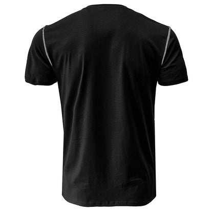 Attraco Men's Short Sleeve Henley Shirt with Chest Patch Pocket & Tailored Stitching Tops