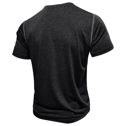 Attraco Men's Classic Crew Neck Solid Henley T-Shirt Tops Summer Shirts