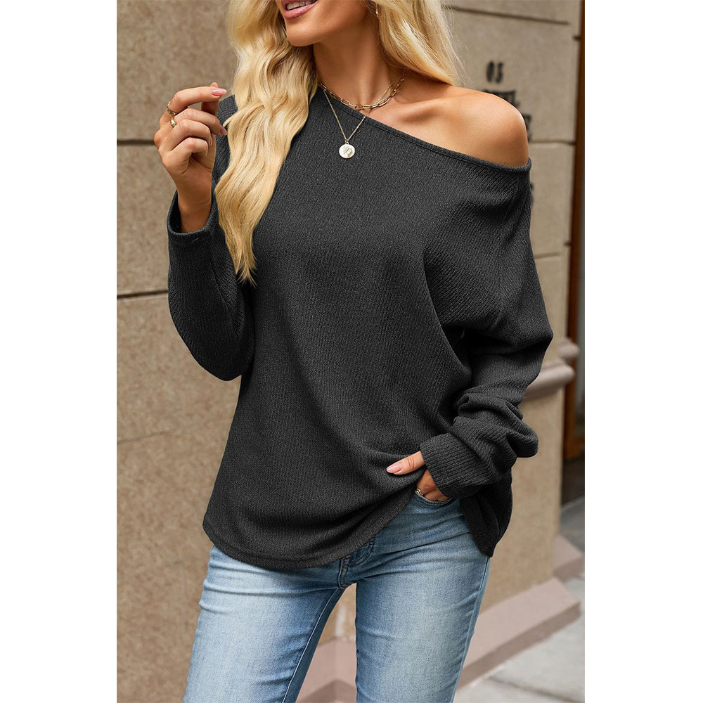 Attraco Women's Long Sleeve Crewneck Knit Top Casual Lightweight Sweater Pullover