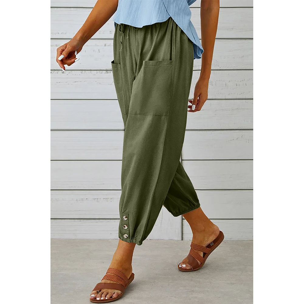 Attraco Women's Loose Fit High Waisted Cropped Wide Leg Pants