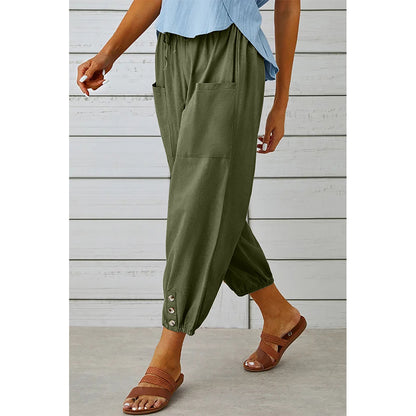 Attraco Women's Loose Fit High Waisted Cropped Wide Leg Pants