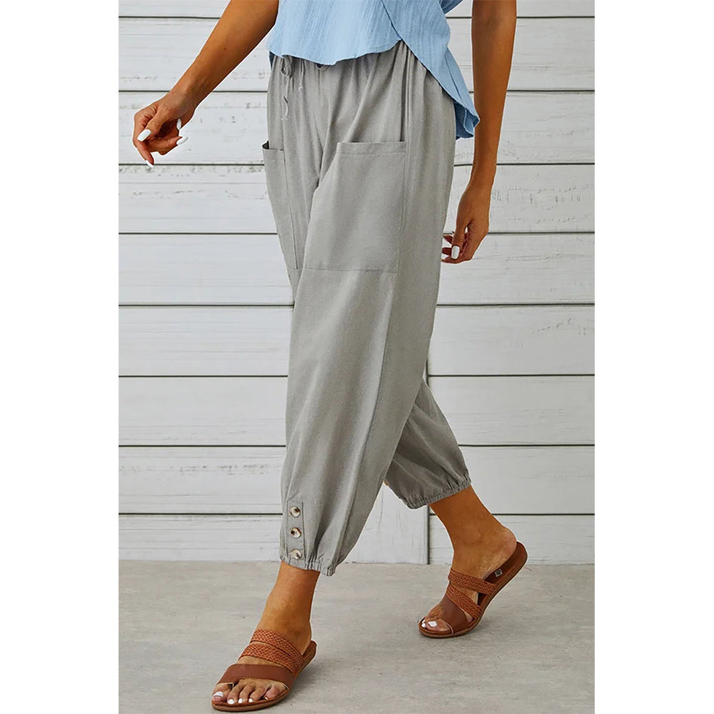 Attraco Women's Loose Fit High Waisted Cropped Wide Leg Pants