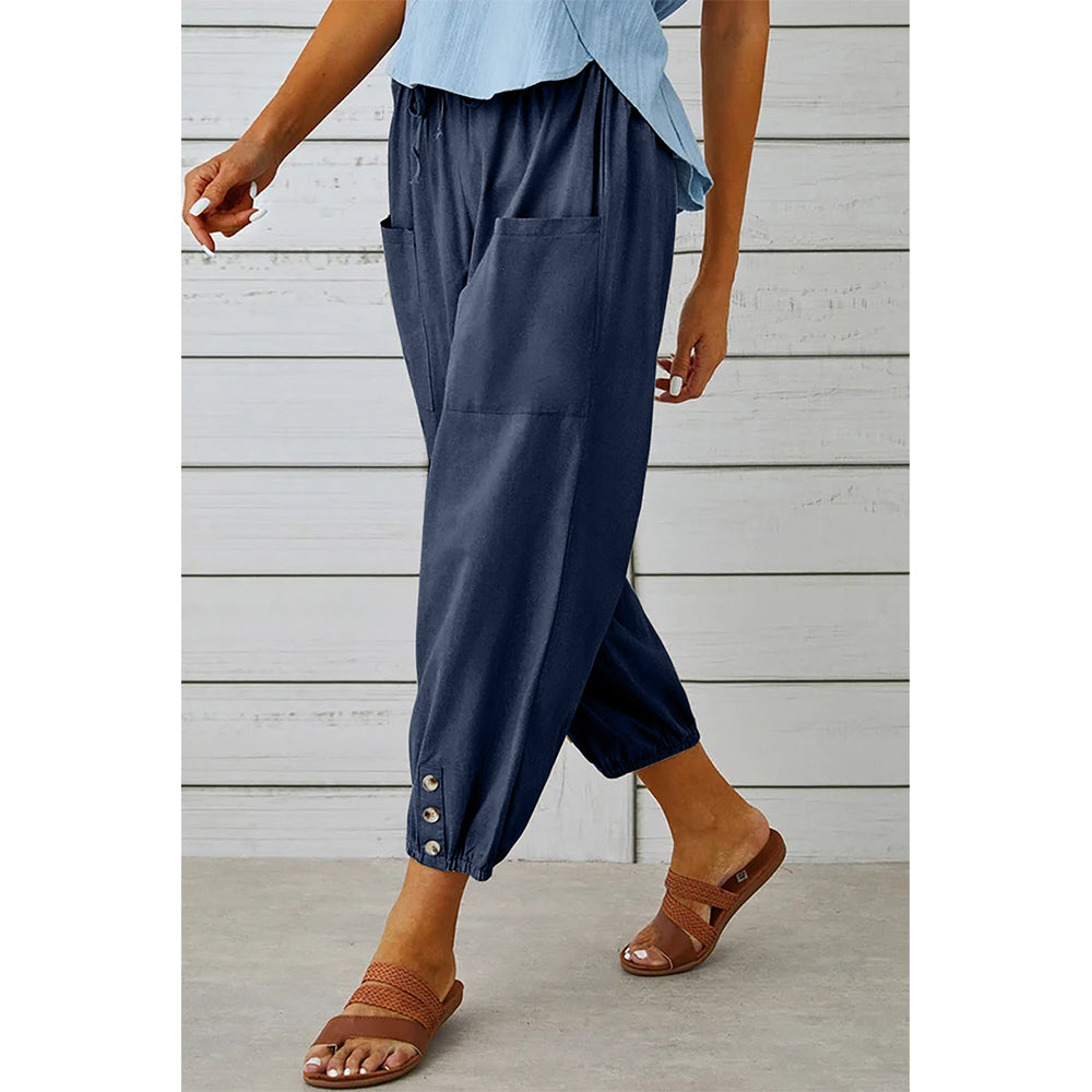 Attraco Women's Loose Fit High Waisted Cropped Wide Leg Pants