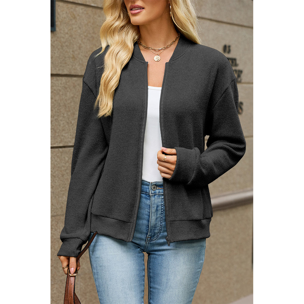 Attraco Women's Zip Up Sweatshirt Jacket Relaxed Fit Long Sleeve Casual Lightweight Bomber Jacket