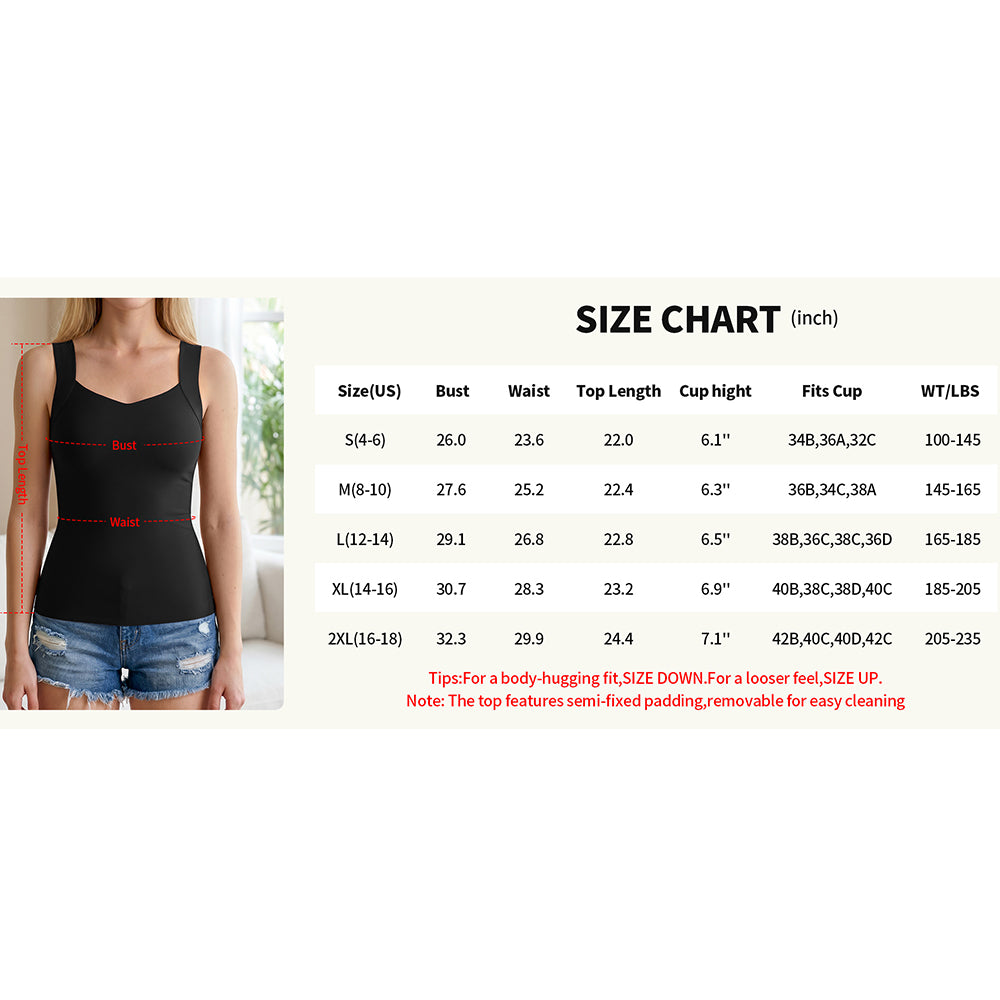 Attraco Women Seamless Sweetheart Neck Wide Strap Tank Top with Removable Padded Bra