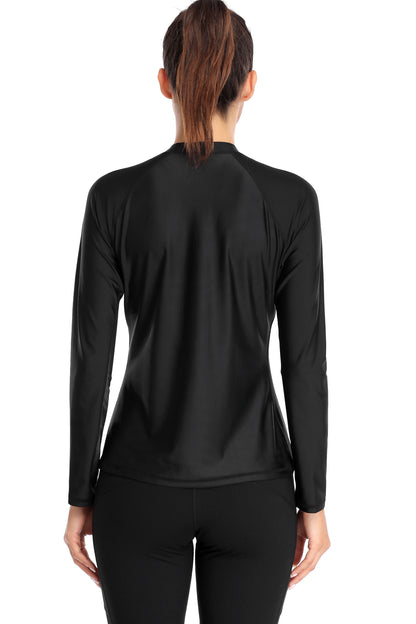 Women's Long Sleeve Rash Guard With Zipper Front -5064