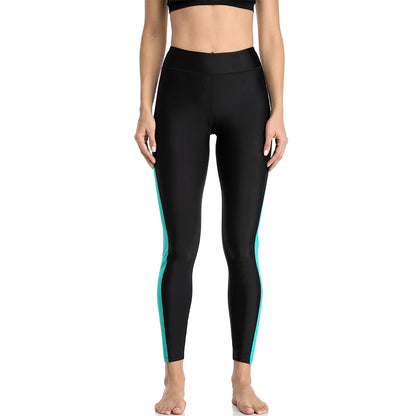 Charmo Women's High Waisted Swim Leggings with Color Contrast Splice Triangle Lining Swim Pants