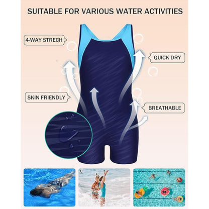 Charmo Girls Boyleg One Piece Swimsuit Athletic Bathing Suit Competitive Swimwear Size 7-16 Years