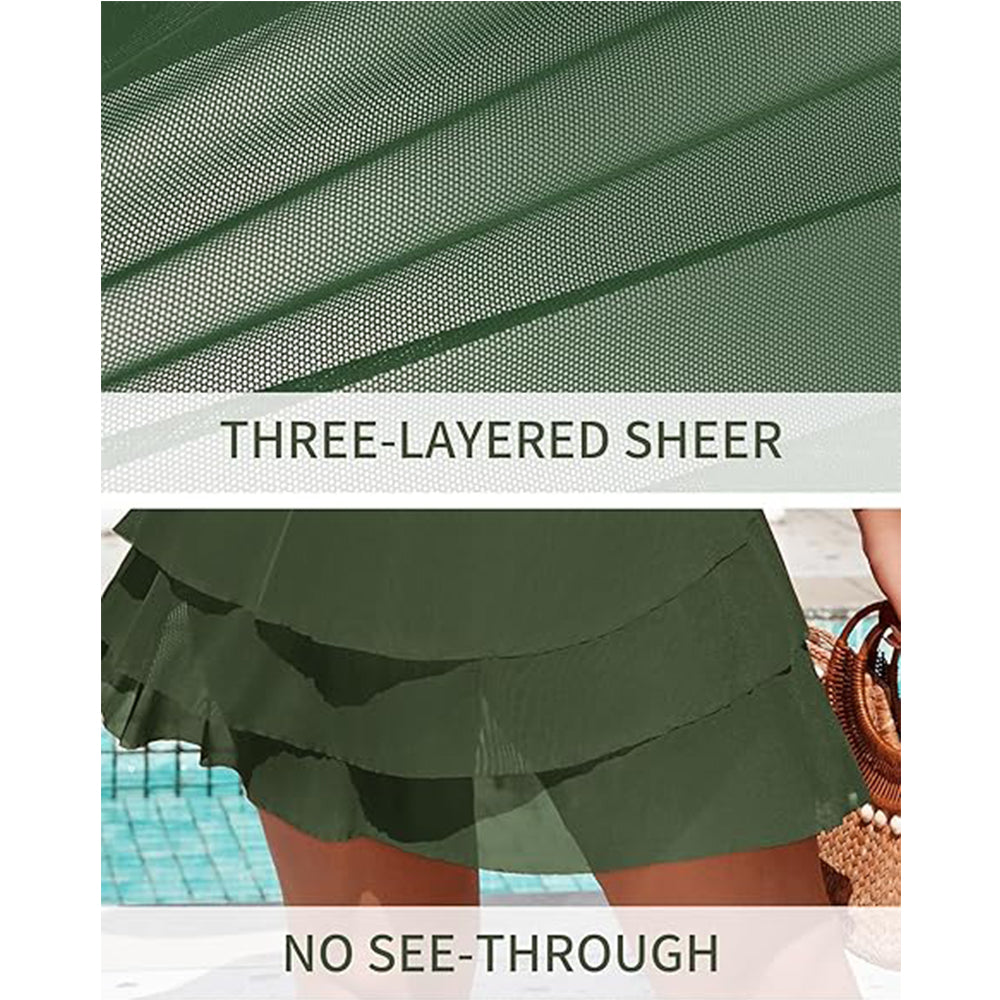 Charmo Women's Plus Size Swim Dress Swimsuit Mesh Ruffle One Piece Tummy Control Bathing Suit Front Cross Swim Suits 2026