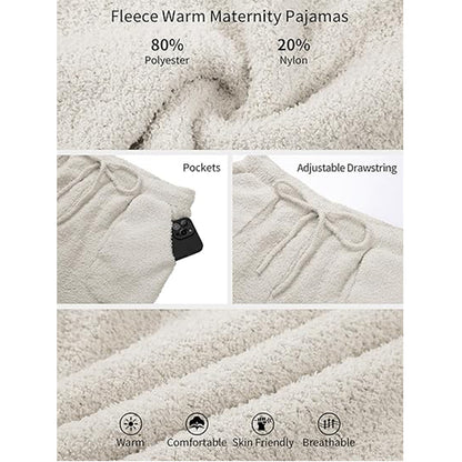 V For City Pajamas Fleece 2 Piece Postpartum Lounge Set Maternity Comfy Pockets Color Block Long Sleeve Cozy Winter
