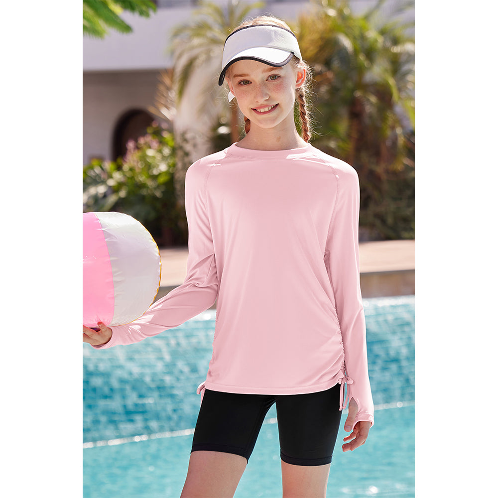 Charmo Rash Guard for Girls Long Sleeve Swim Shirt UPF 50+ Sun Protection Teen Girls Swimsuit Athletic Shirts 7-16Years