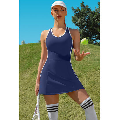 Attraco Tennis Dresses for Women with Shorts Pockets and Bra V Neck Racerback Golf Outfits